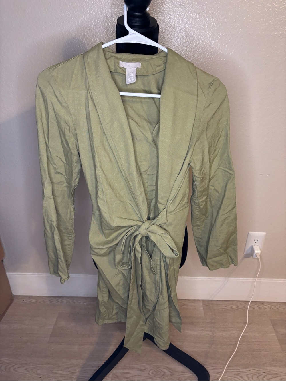 H&M Olive Green Lightweight Shirt Dress Size XS